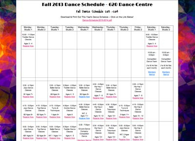 Online 2013 Fall Dance Schedule